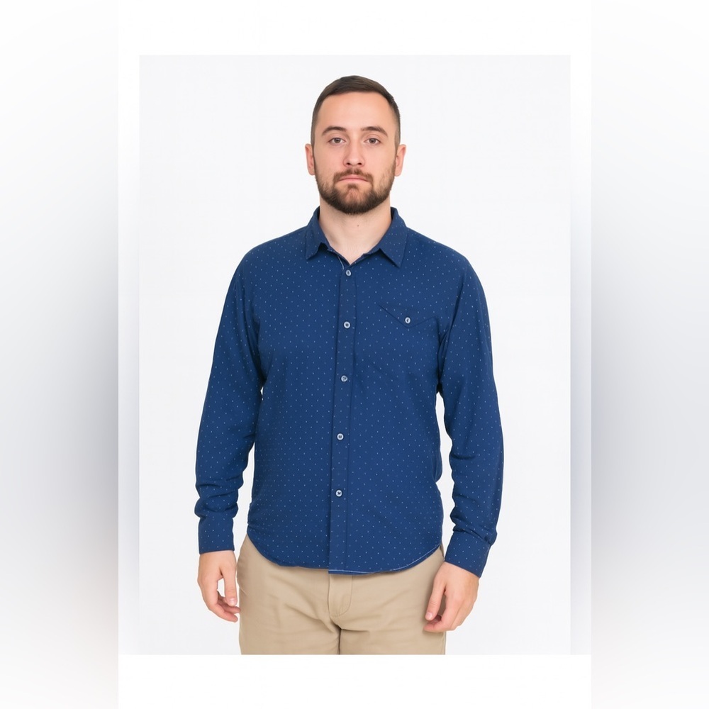 Six Lincoln Men's Long Sleeve Shirt Blue White 2X NWT